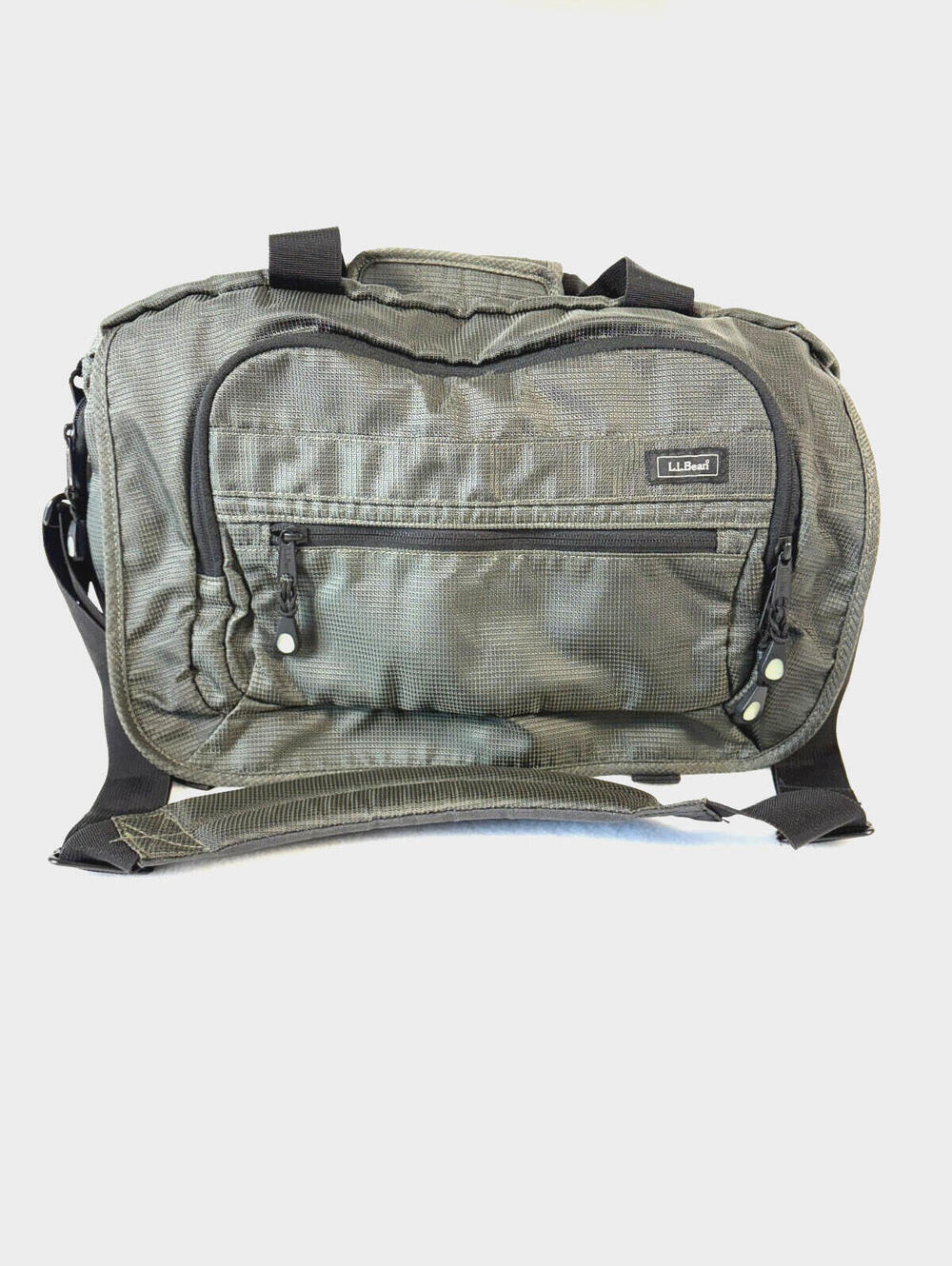 L.L.Bean Green Nylon Ripstop Messenger/Briefcase Bag